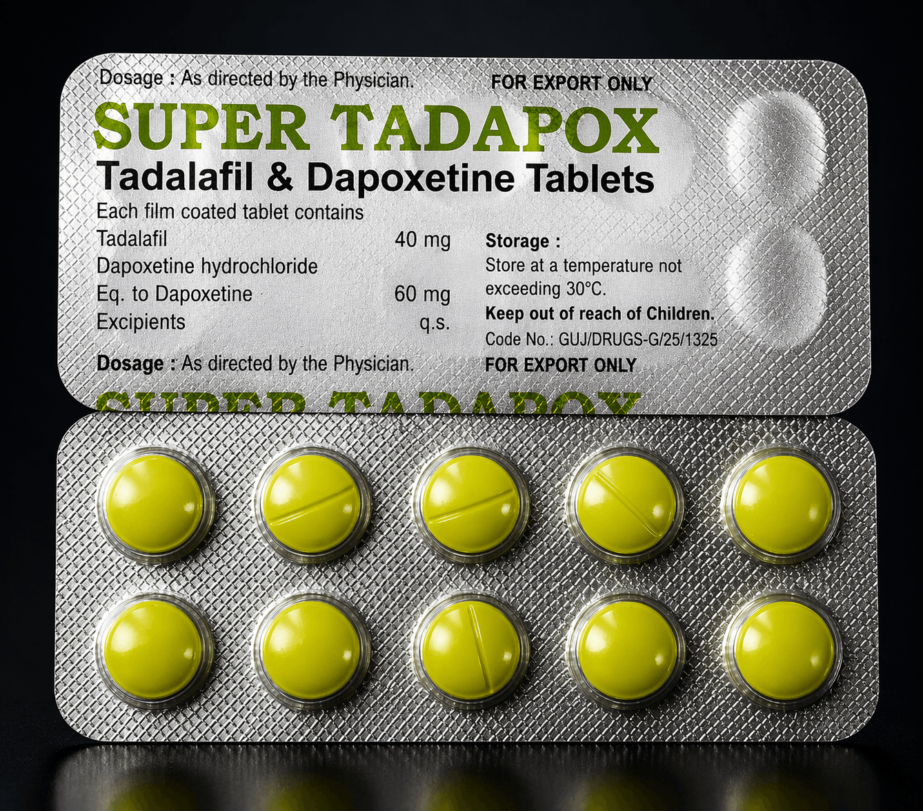 Super Tadapox Super Tadapox comprimate tadalafil și dapoxetină efect dual pentru performanță