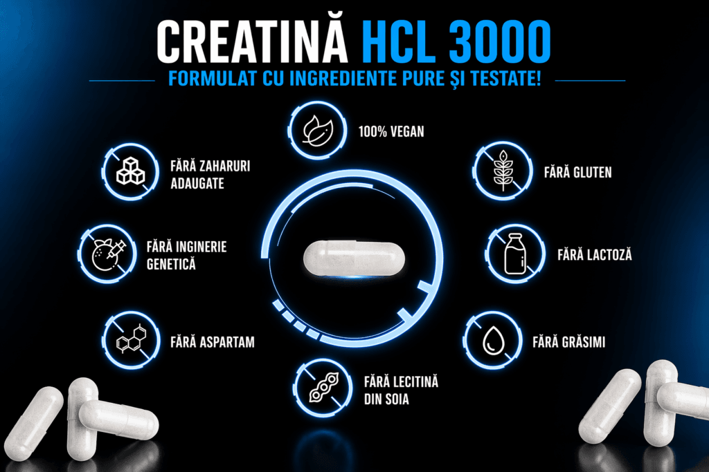 Creatina HCl absorbtie rapida crestere energie si performanta sportiva